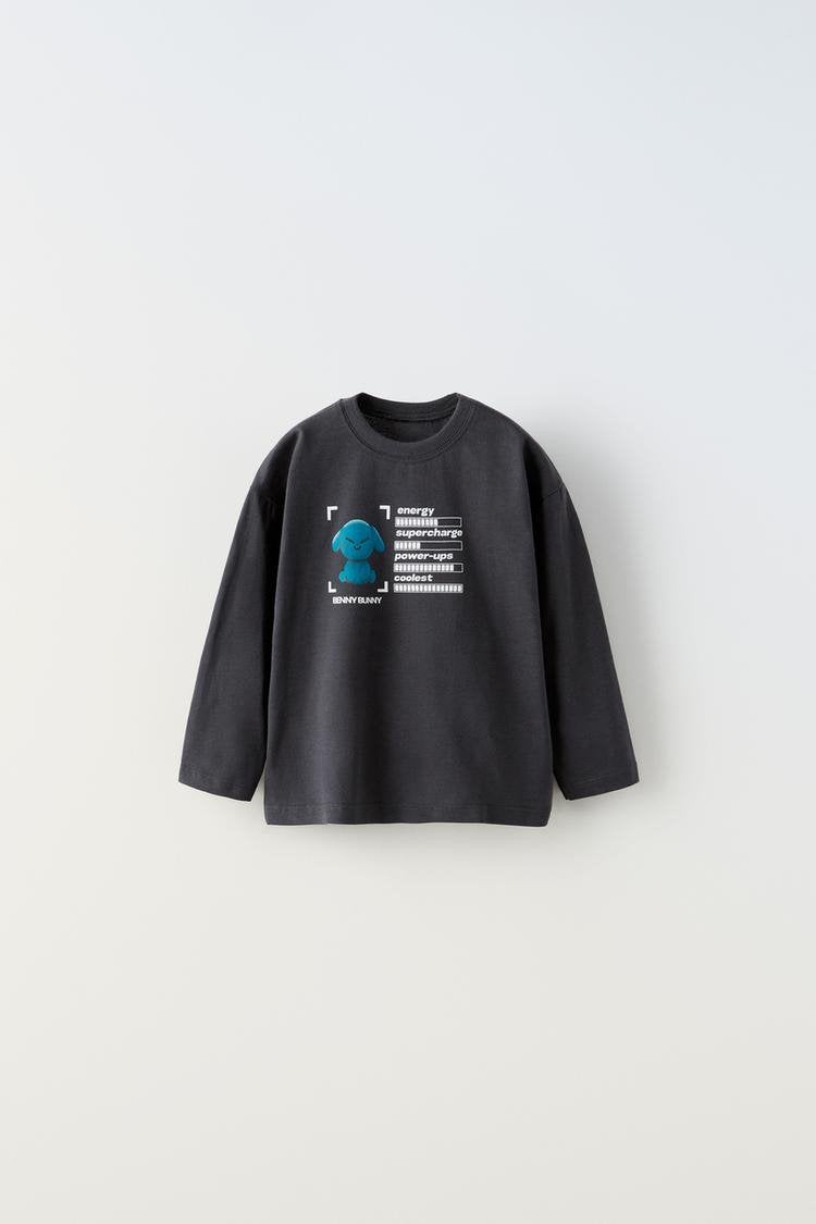 Kind Zara t-shirt met gameprint longsleeve zwart grijs 110, Ophalen of Verzenden, Zo goed als nieuw, Zara, Shirt of Longsleeve