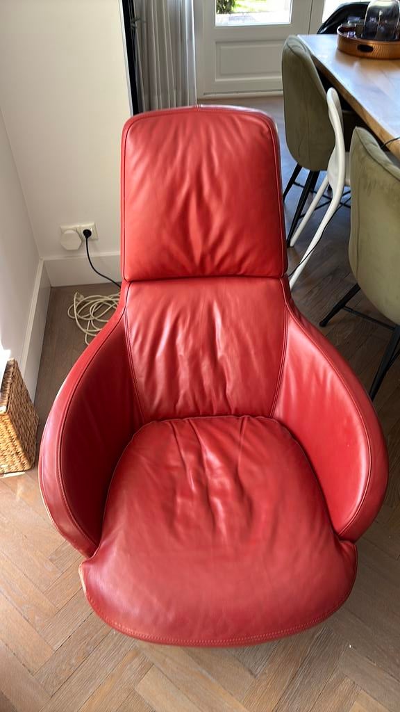 Natuzzi draai fauteuil, Gebruikt, Leer, Ophalen of Verzenden, 50 tot 75 cm