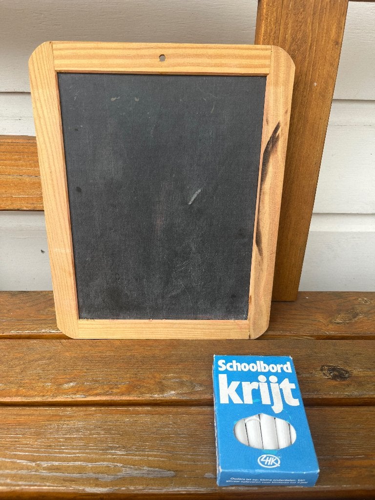 Dubbelzijdig krijtbord leitje met schoolbord krijt, Ophalen of Verzenden, Krijtbord