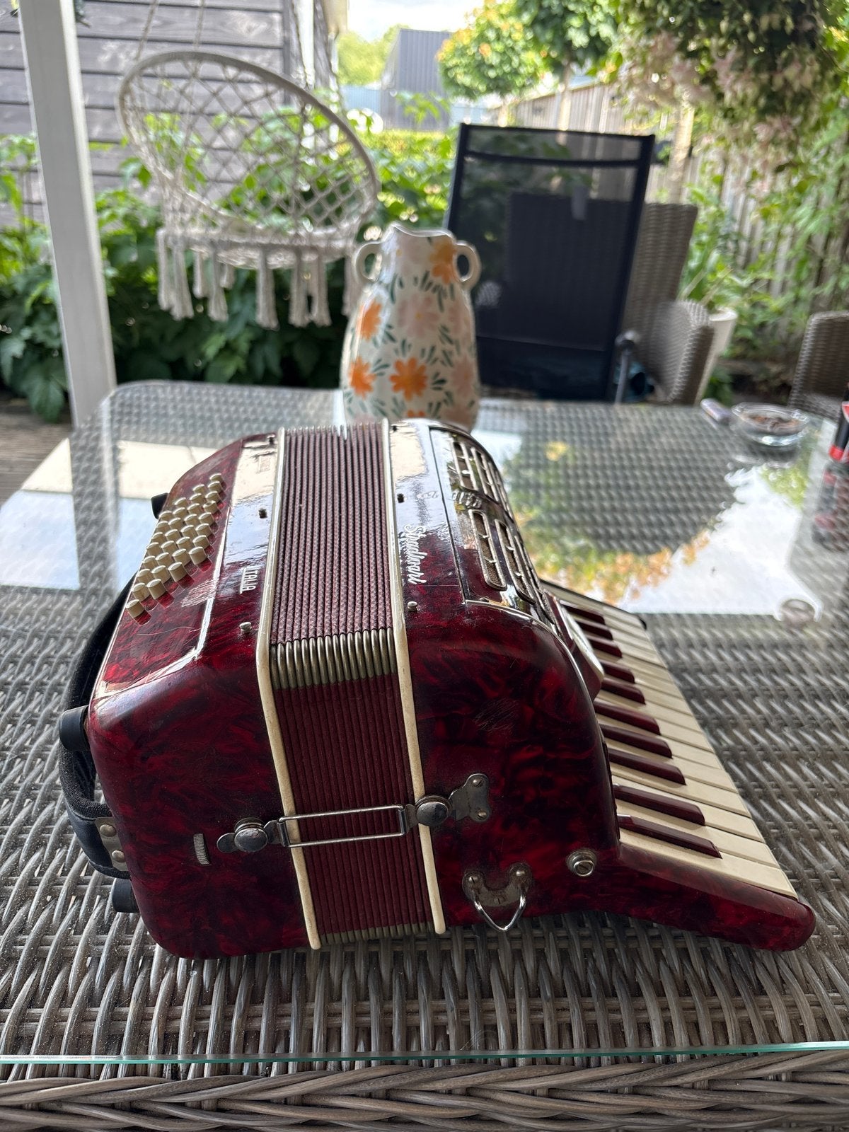 Stradivari Ancona Italia Accordeon - Rood, Toetsaccordeon, Ophalen, Overige merken, 48-bas