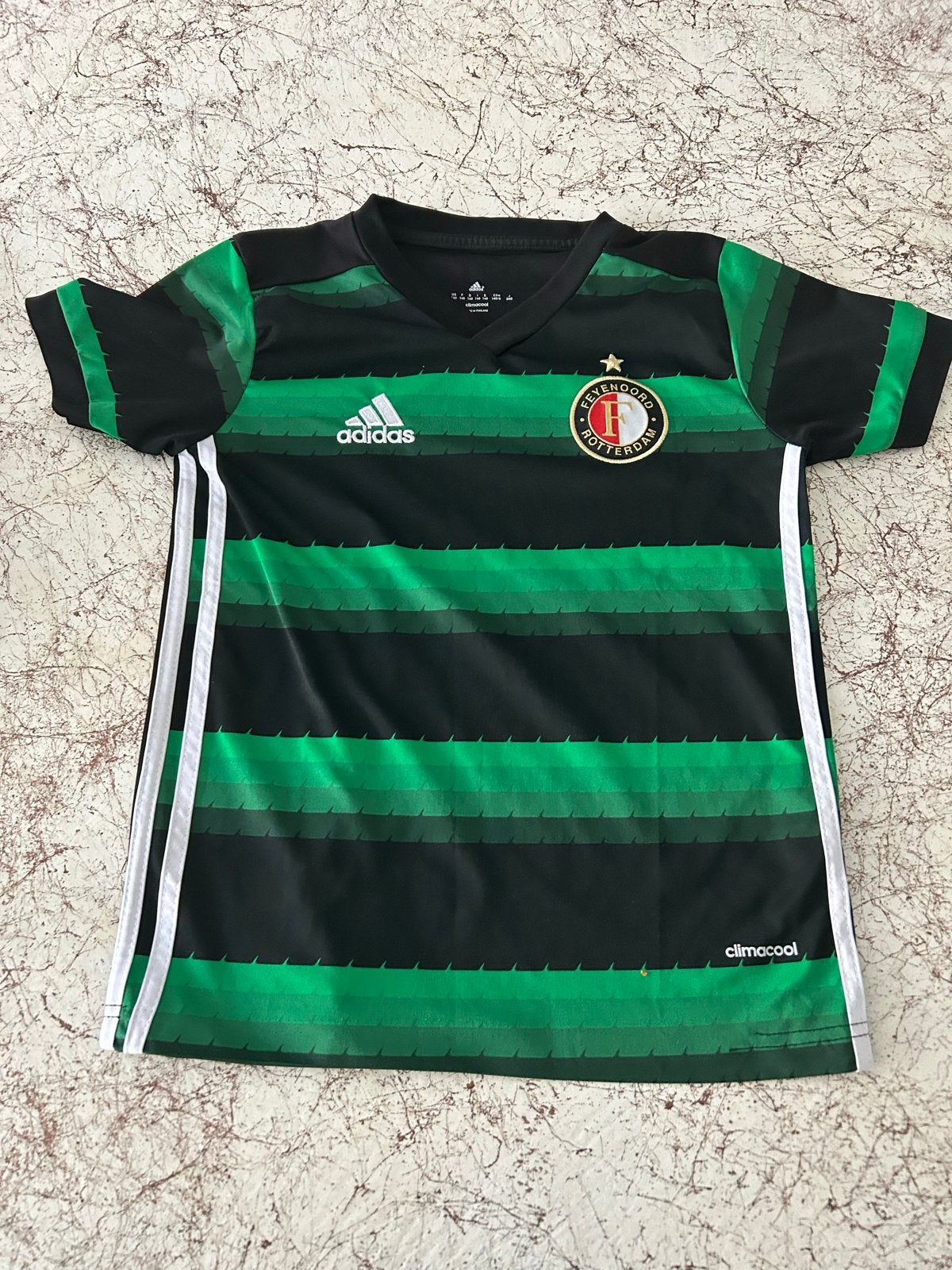Adidas Feyenoord uitshirt seizoen 2017/2018 maat 140, Zwart, Overige typen, Ophalen of Verzenden, Zo goed als nieuw