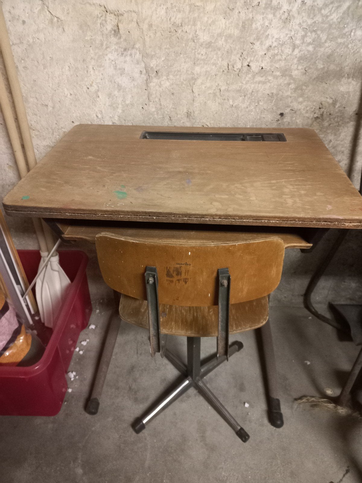 Vintage houten schoolsetje, Ophalen, Gebruikt