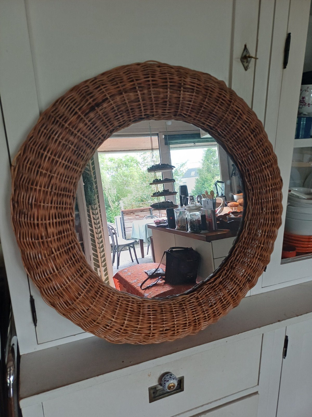 Vintage Ikea spiegel ikea, Ophalen, Rond, 50 tot 75 cm, Minder dan 100 cm