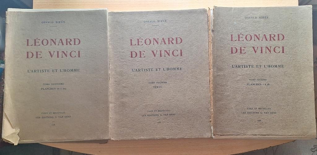 Davinci L' Artiste Et Homme 3 lijvige franse boeken uit 1928, Gelezen, Osvald Siren, Ophalen of Verzenden, Schilder- en Tekenkunst