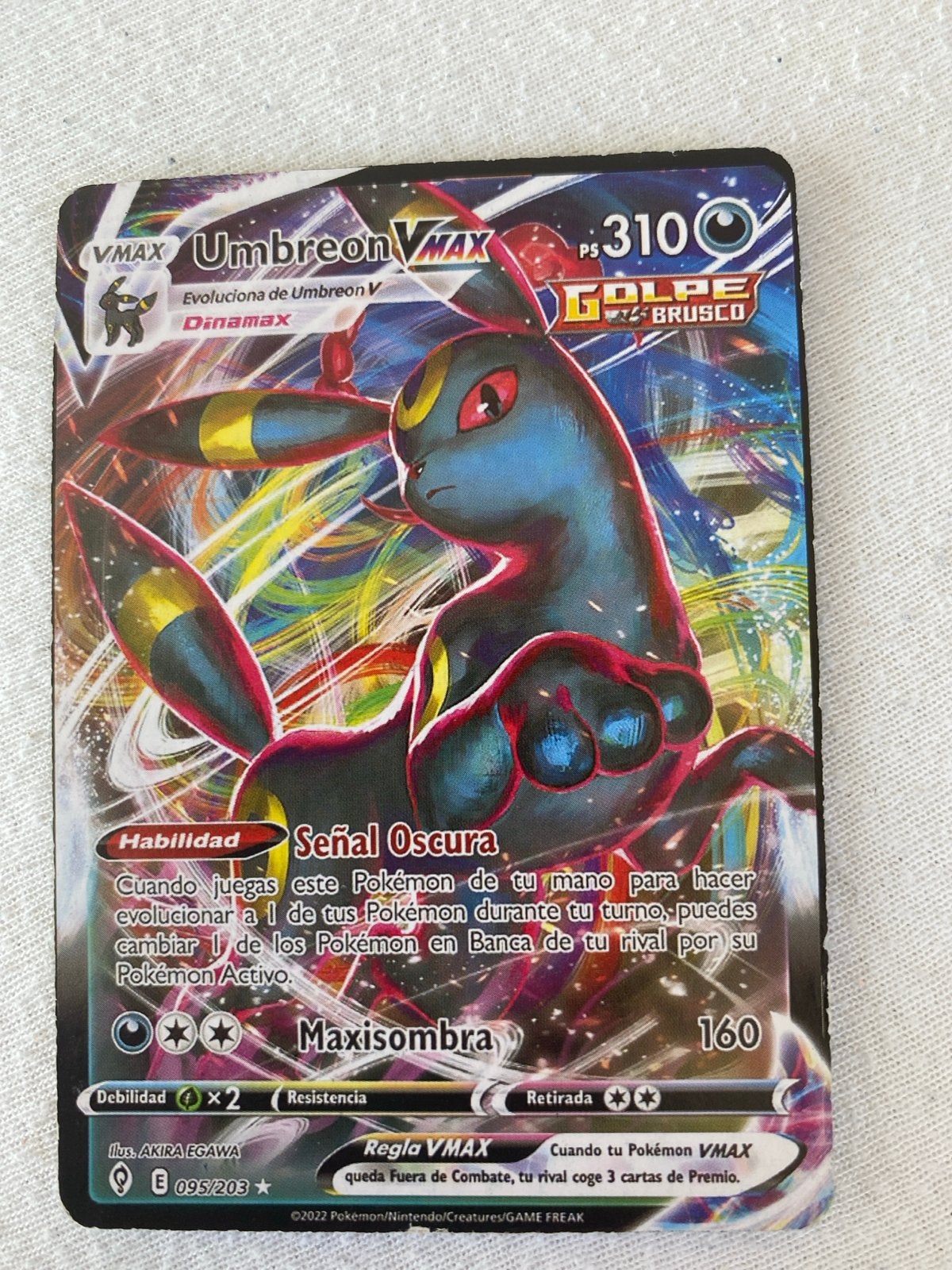 Pokémon Kaart Umbreon VMAX 095/203 - Spaans, Ophalen, Gebruikt, Losse kaart