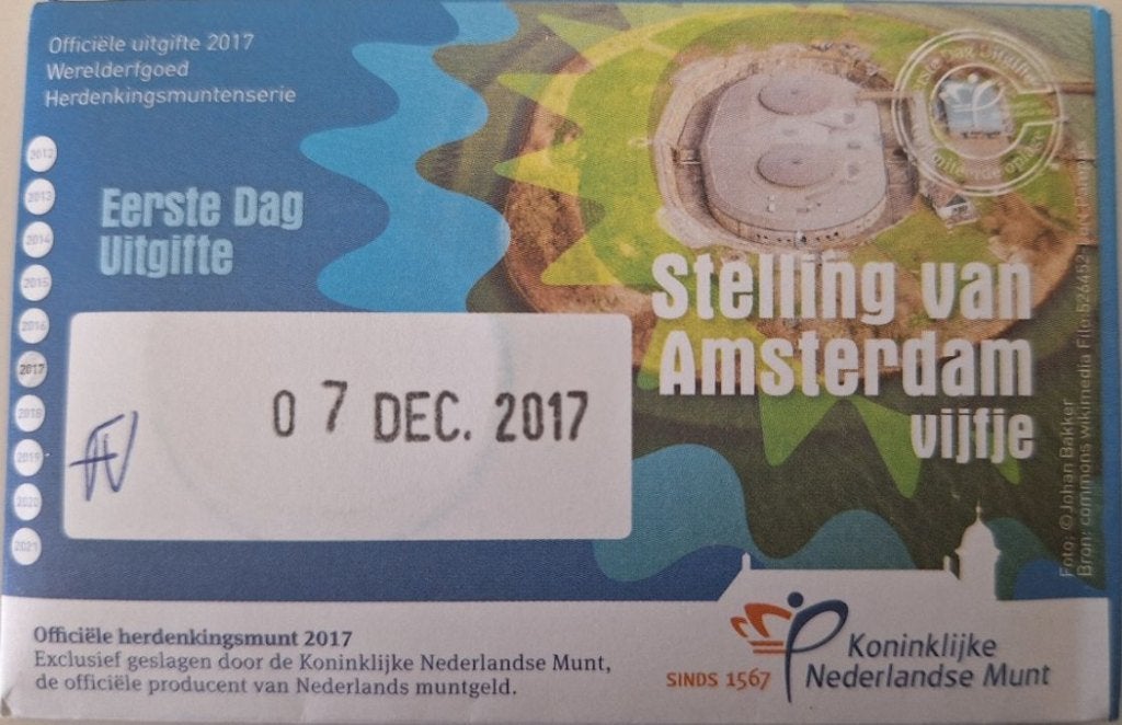 Coincard 2017 - Het Stelling van Amsterdam Vijfje - EDU, Verzenden, Overige landen, 5 euro, Setje