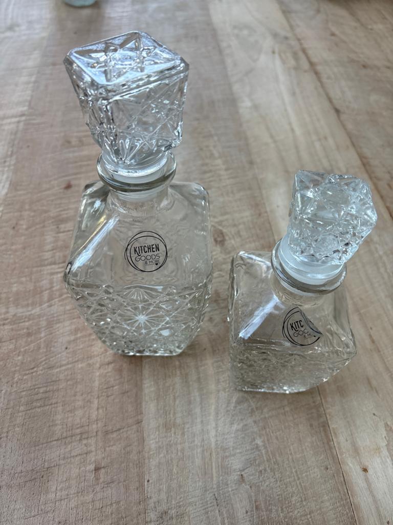 Decoratieve glazen flessen met stop (set van 3), Ophalen of Verzenden, Zo goed als nieuw, Overige merken, Glas