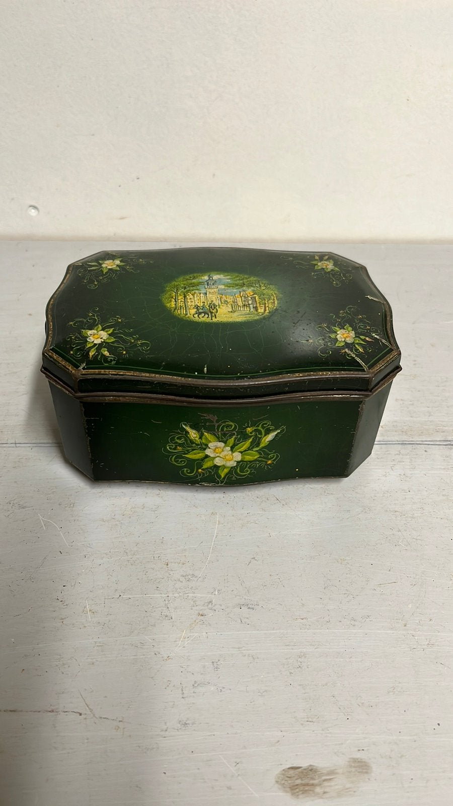 Vintage Groene Douwe Egberts thee trommel, Verzamelen, Ophalen of Verzenden, Gebruikt, Thee, Douwe Egberts