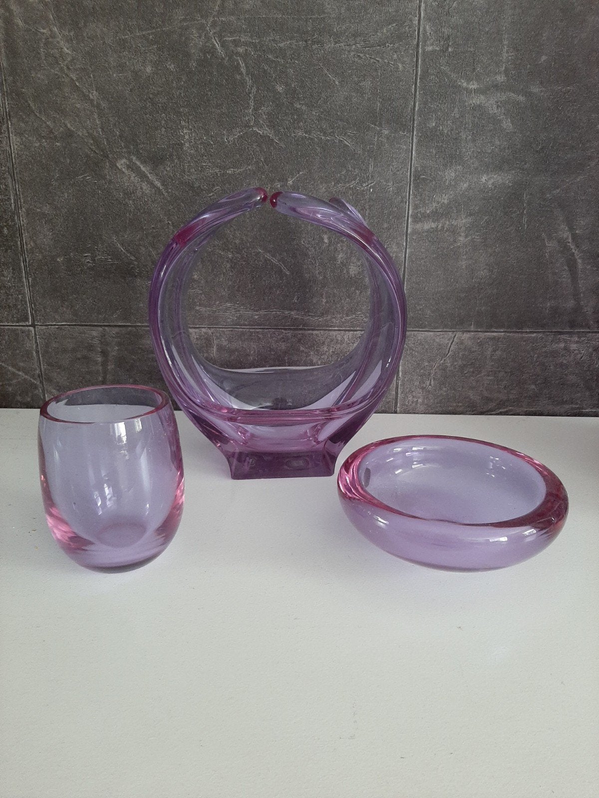 Mid-century Alexandriet Neodymium Glas Set, Antiek en Kunst, Ophalen