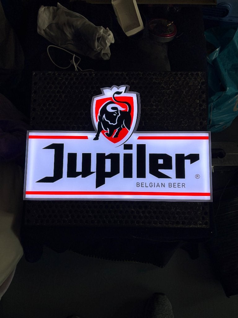 Lichtbak mancave Jupiler, Verzamelen, Ophalen of Verzenden, Zo goed als nieuw, Lichtbak of (neon) lamp