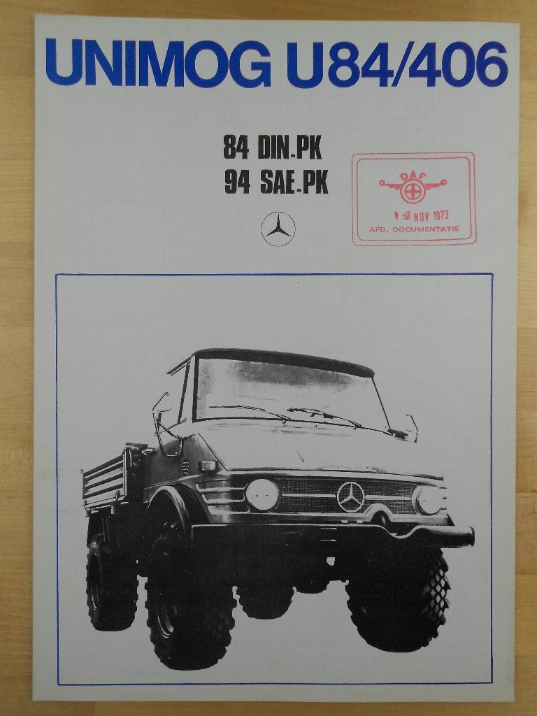 Mercedes Unimog U84 406 1971 Brochure U406, Zo goed als nieuw, Mercedes-Benz, Mercedes, Ophalen of Verzenden