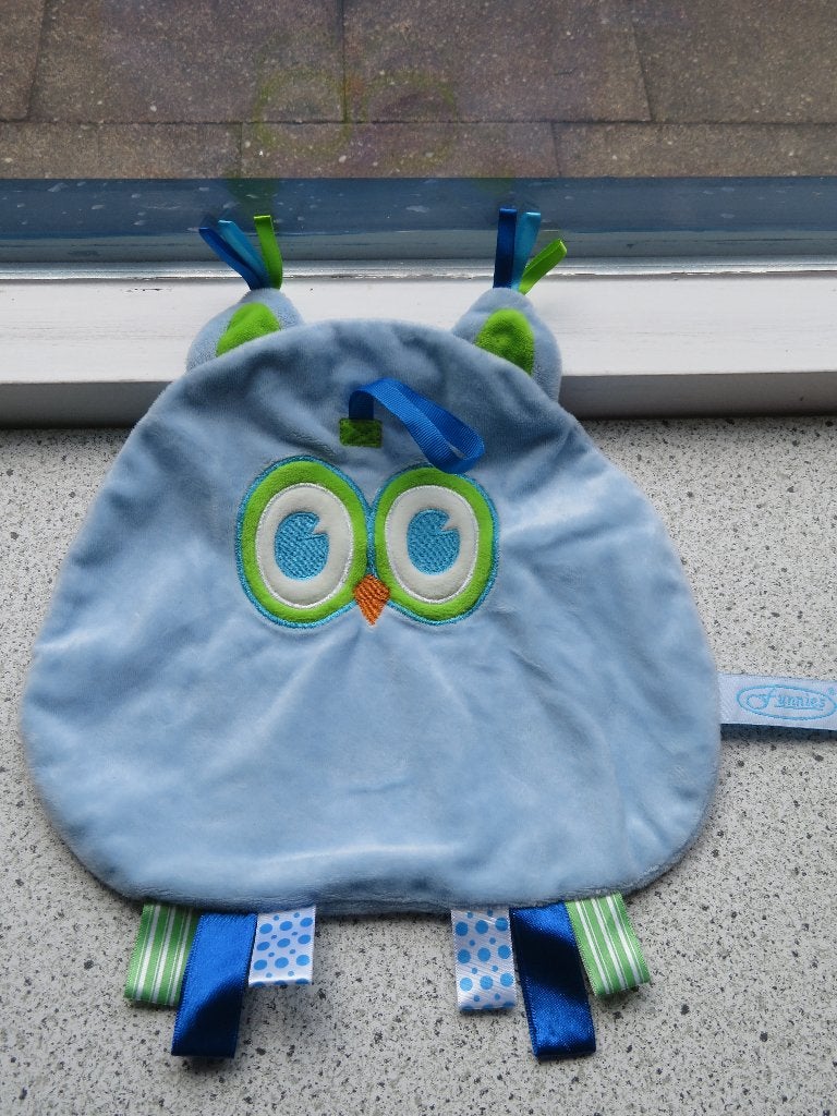 Labeldoek knuffeldoek UIL VOGEL blauw velours merk Funnies, Ophalen of Verzenden, Zo goed als nieuw, Overige typen, Met label