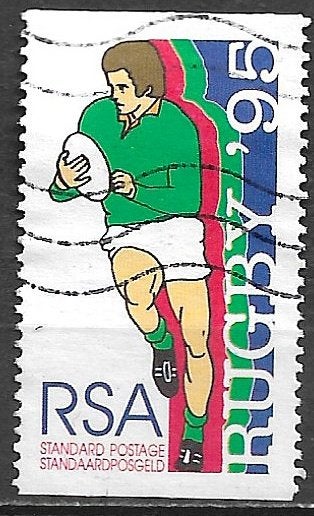 Rep Zuid Afrika 1995 WK Rugby zegel 2-zijdig ongetand, Verzenden, Zuid-Afrika, Gestempeld