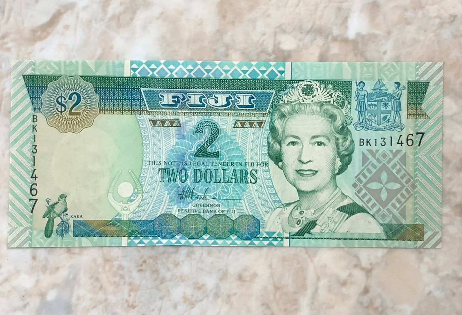 2 dollars 1996, Fiji., Postzegels en Munten, Verzenden, Los biljet
