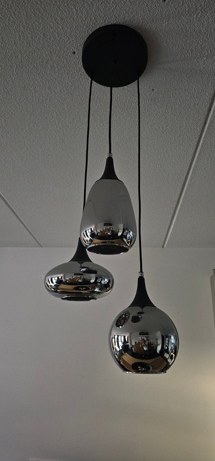 Moderne hanglamp - spiegel smoke glas, 3-lichts, Huis en Inrichting, Lampen | Hanglampen, E14 (klein), Nieuw, Ophalen of Verzenden