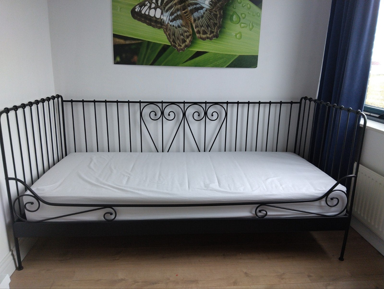 IKEA MELDAL metalen bedbank (incl matras 90x200 cm), Ophalen, Gebruikt, 90 cm, Eenpersoons
