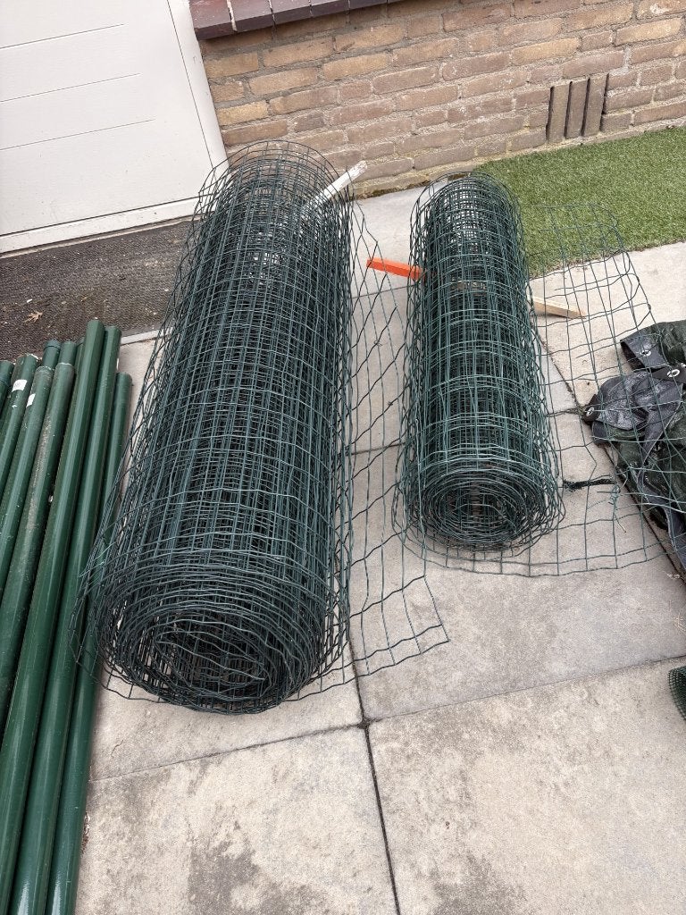 Gaas en palen voor in de tuin (groen), Tuin en Terras, Gaas en Draad, Ophalen, Gebruikt, 20 meter of meer, Gaas