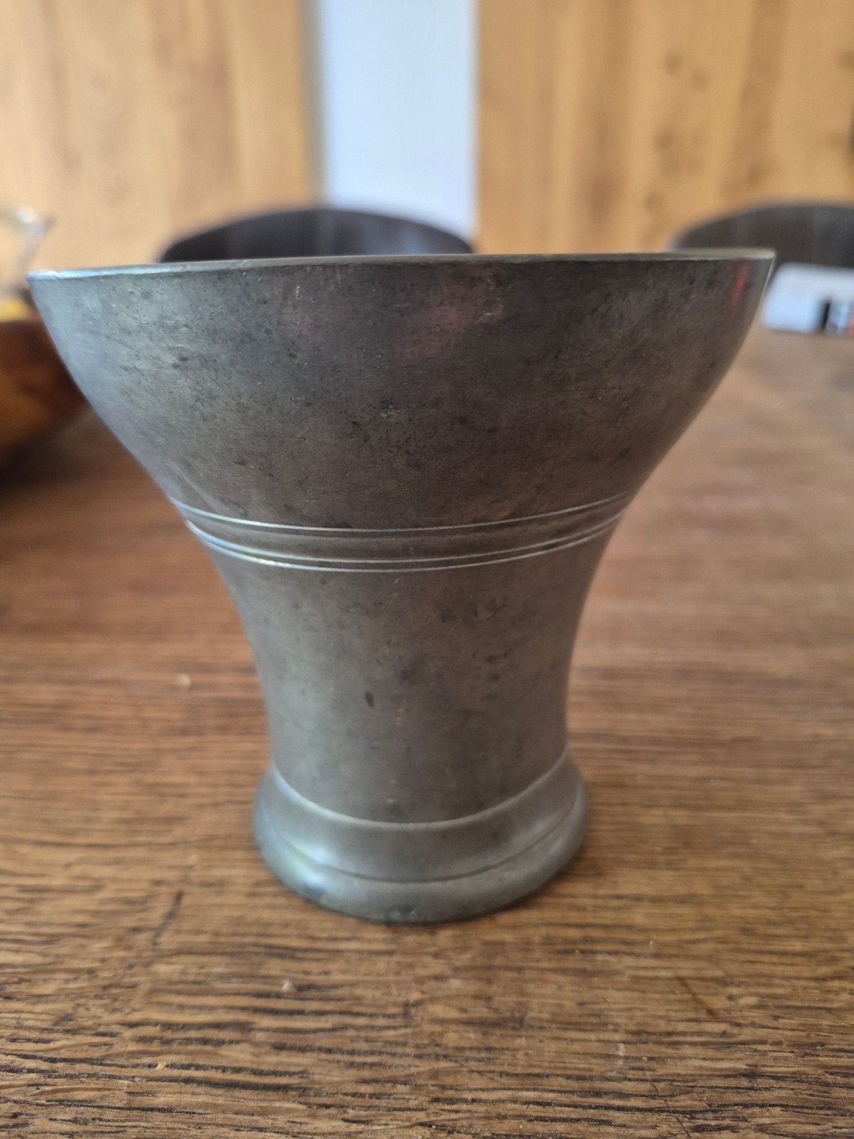 Antiek tinnen vaasje. Vintage kelk. Kamphof Zwolle., Antiek en Kunst, Ophalen of Verzenden