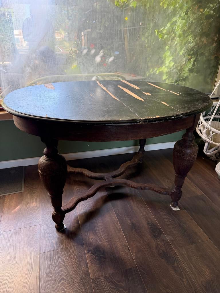 Gratis uitschuifbare houten tafel - opknapper, Ophalen, Gebruikt, 50 tot 100 cm, 150 tot 200 cm
