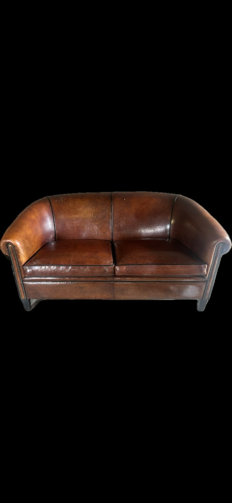Mooie schapenleren 2-zits van  Lounge Atelier (chesterfield), Ophalen, Gebruikt, Tweepersoons, Leer