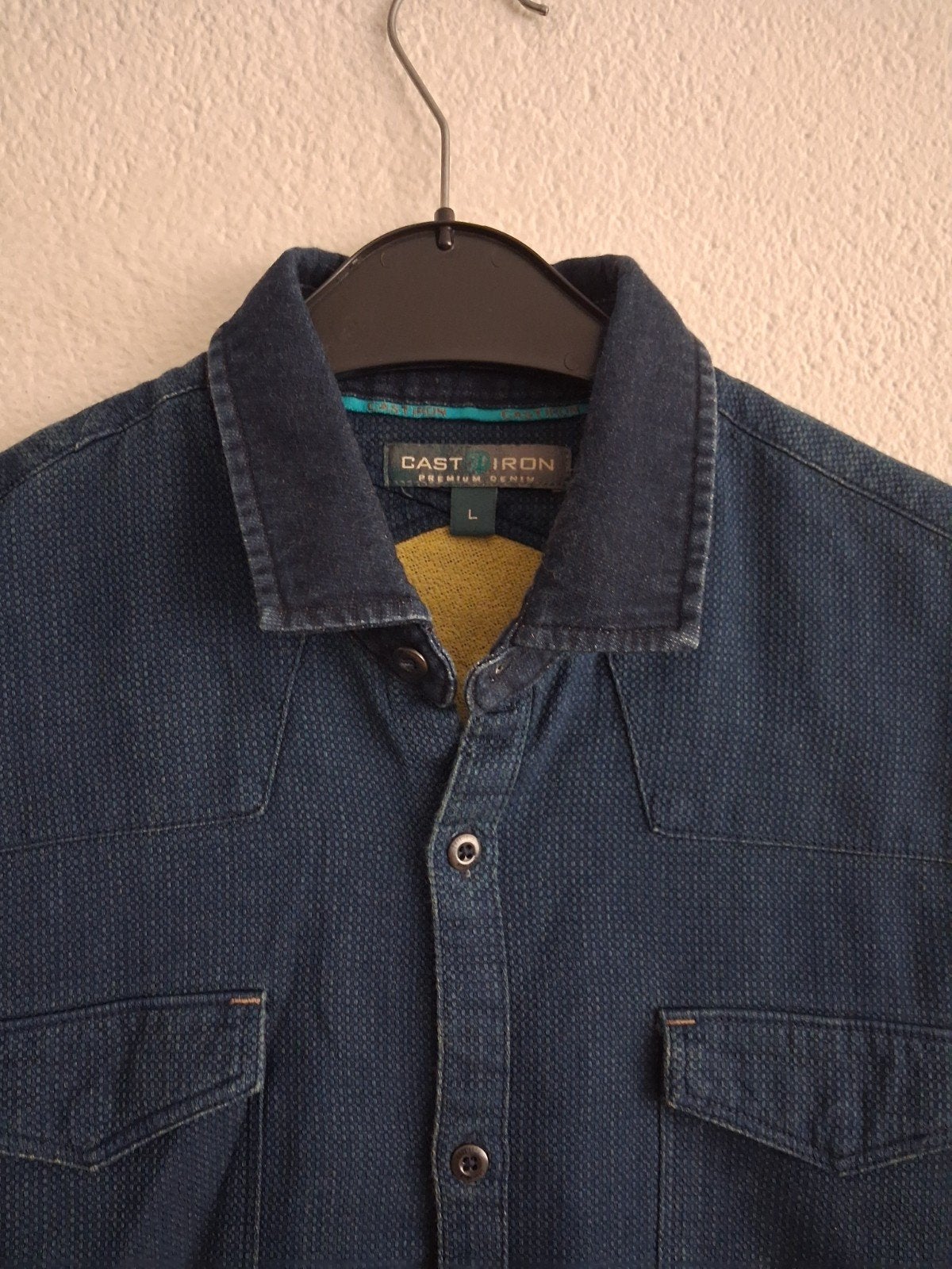 Cast Iron Premium Denim overhemd - Maat L, Blauw, Ophalen of Verzenden, Zo goed als nieuw, Halswijdte 41/42 (L)