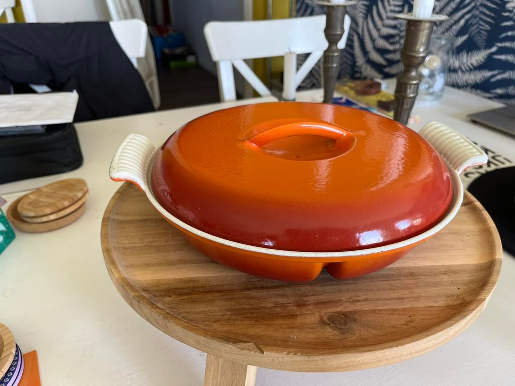 Gietijzeren maaltijd bord 3 vaks perfecte staat, Ophalen of Verzenden, Gebruikt, Gietijzer, Koekenpan of Braadpan