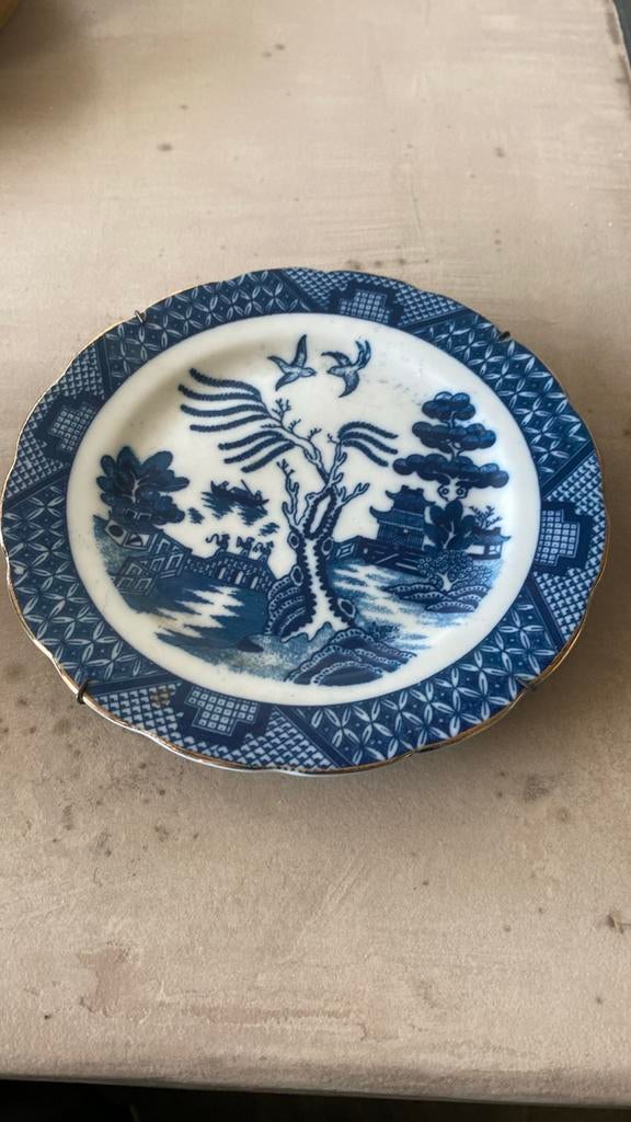 Vintage Delfts Blauw Wandbord - Willow Pattern, Ophalen of Verzenden
