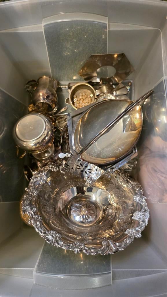 Grote partij verzilverde antieke items:, Antiek en Kunst, Antiek | Goud en Zilver, Ophalen, Zilver