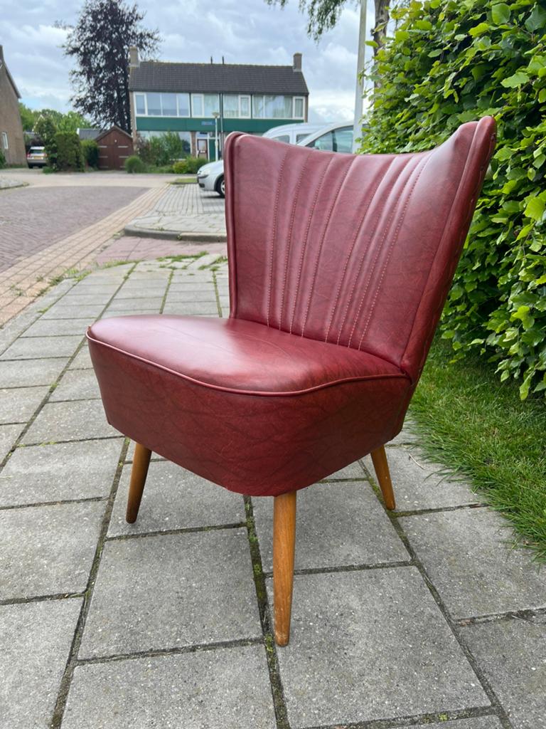 Te Koop : Cocktail Stoeltje Vintage Leren Fauteuil Relax, Huis en Inrichting, Fauteuils, Ophalen, Gebruikt, Minder dan 75 cm, Leer