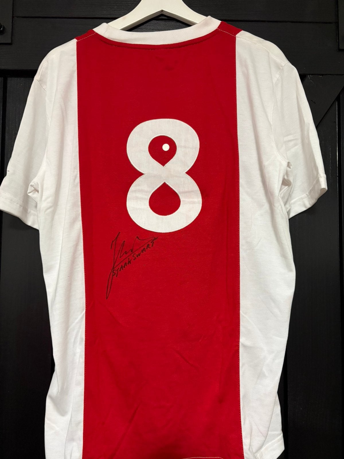 Sjaak Swart gesigneerd shirt, geborduurd rugnummer 8, Verzamelen, Ophalen of Verzenden, Zo goed als nieuw, Ajax, Shirt