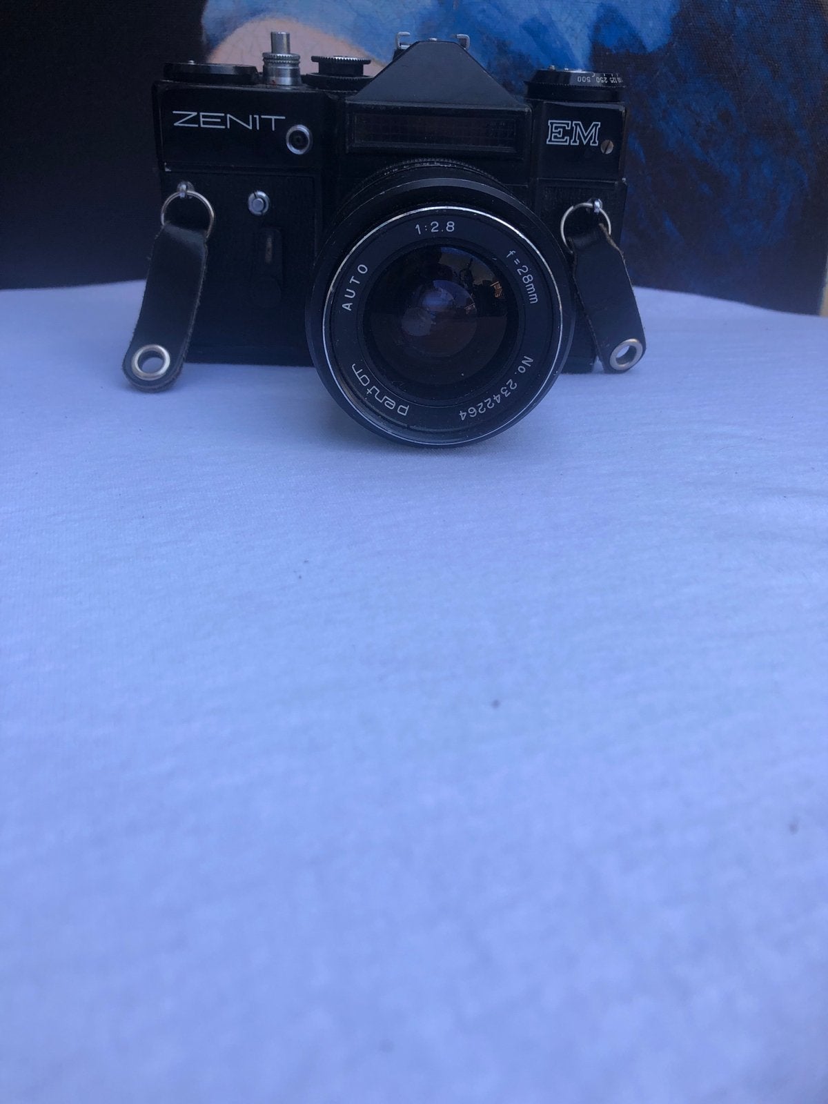 Zenit EM Spiegelreflexcamera met Perar 28mm f/2.8 lens, Audio, Tv en Foto, Ophalen of Verzenden, Gebruikt, Spiegelreflex, Overige Merken