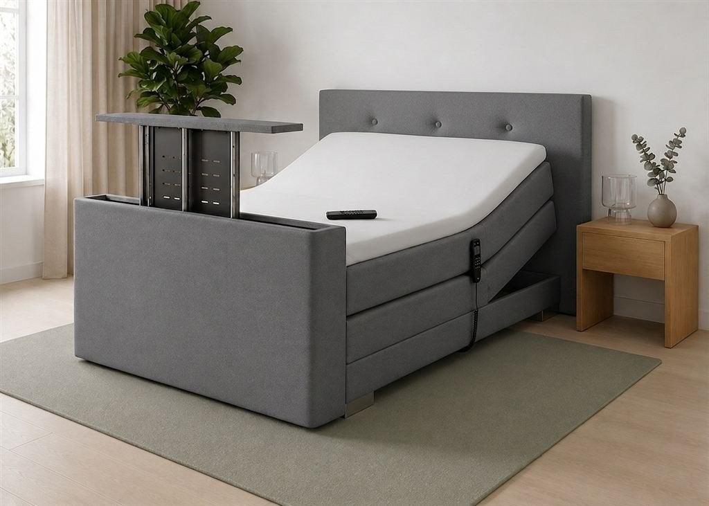 Twijfelaar Elektrische Boxspring Nexa met TV-Lift Voetbord-S, Ophalen, 120 cm, Hout, Nieuw
