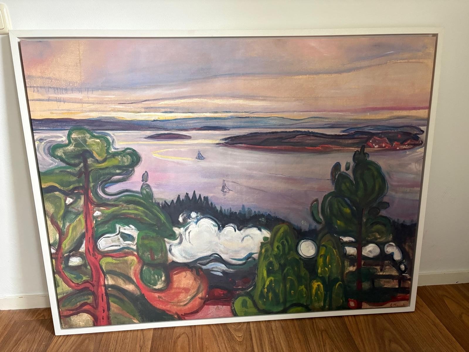 Reproductie "Treinrook" Edvard Munch, Antiek en Kunst, Ophalen, Doek, Expressionistisch, Landschap