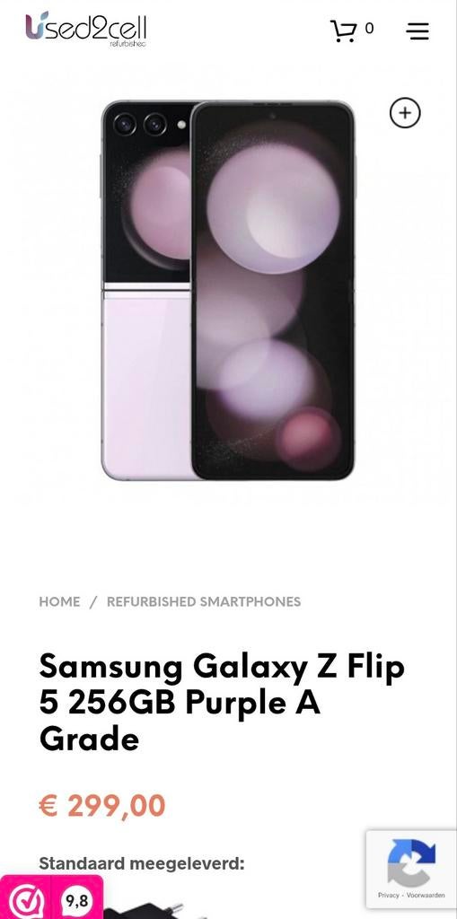 Samsung Galaxy Z Flip 5 256GB Purple A Grade, Paars, Zo goed als nieuw, Galaxy S23, 512 GB