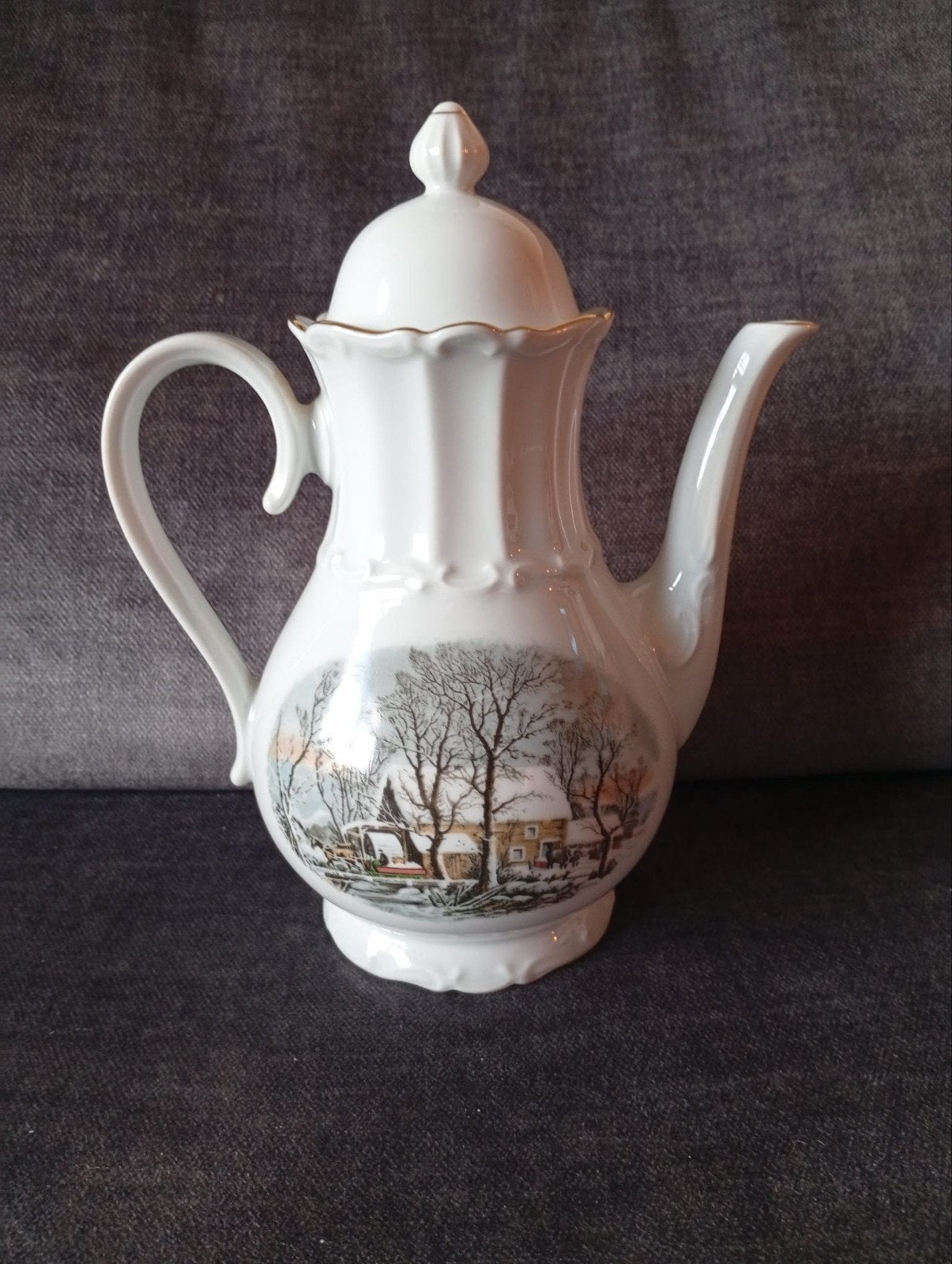 Vintage Crown Bavaria Koffiepot - Winterlandschap, Ophalen of Verzenden