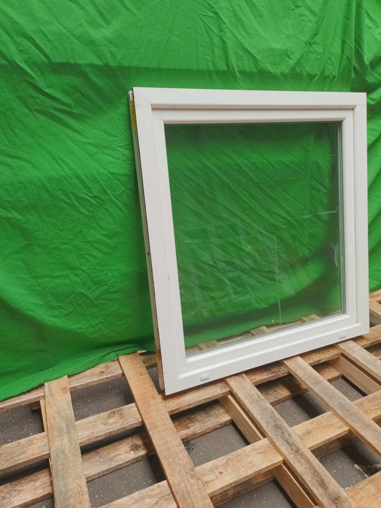 Kunststof Draaikiep kozijn b114 x h119 cm Wit   -2633-, Kunststof, Gebruikt, Raamkozijn, Niet ingevuld