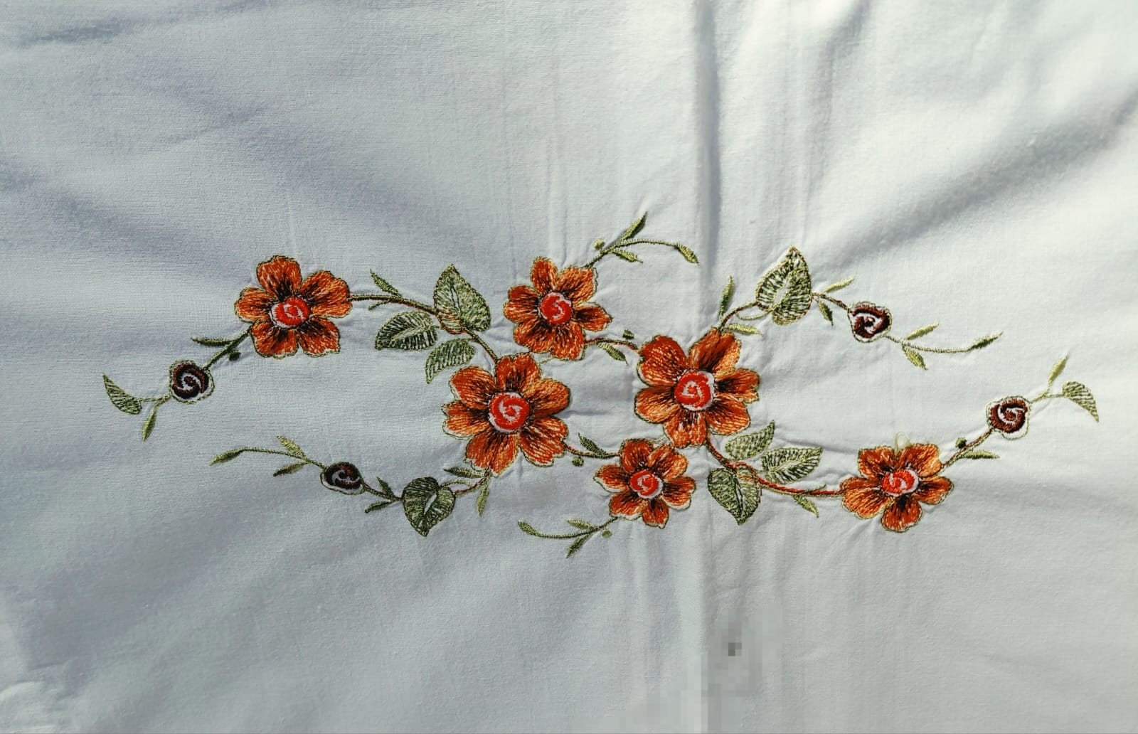 Vintage 1 persoons laken, geborduurd., Ophalen of Verzenden