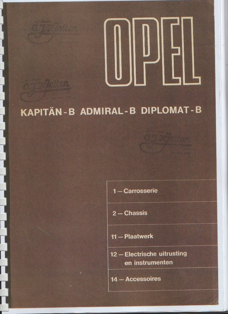 OPEL ADMIRAAL-B  3x NEDERLANDS, Auto diversen, Ophalen of Verzenden