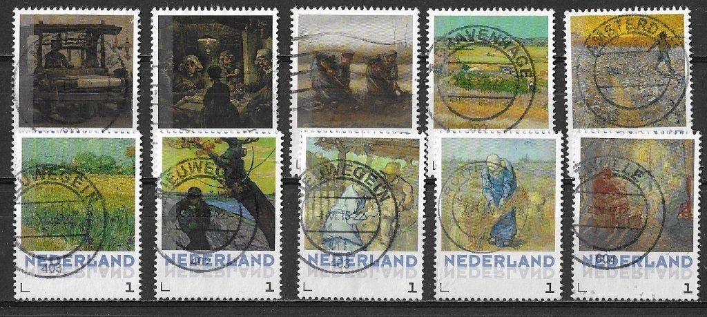 10 PERSOONLIJKE ZEGELS VICENT VAN GOGH GESTEMPELD NR 2, Ophalen of Verzenden, Na 1940, Gestempeld