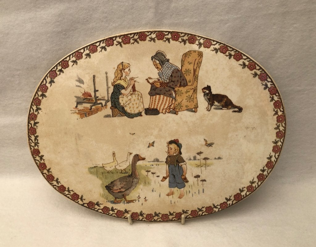 Sarreguemines Enfants Richard.- Antieke ovale onderzetter, Ophalen of Verzenden
