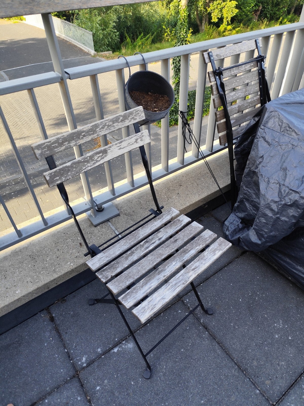 Inklapbare houten tuinstoelen (4x), Ophalen, Gebruikt, Hout, Stapelbaar