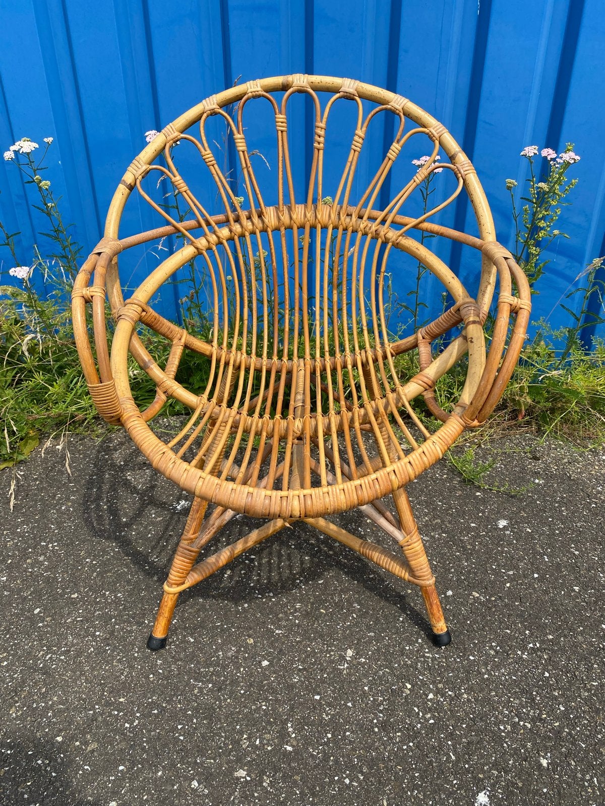 ROHÉ Noordwolde '60 vintage rotan bamboe stoel, Ophalen, Bruin, Eén