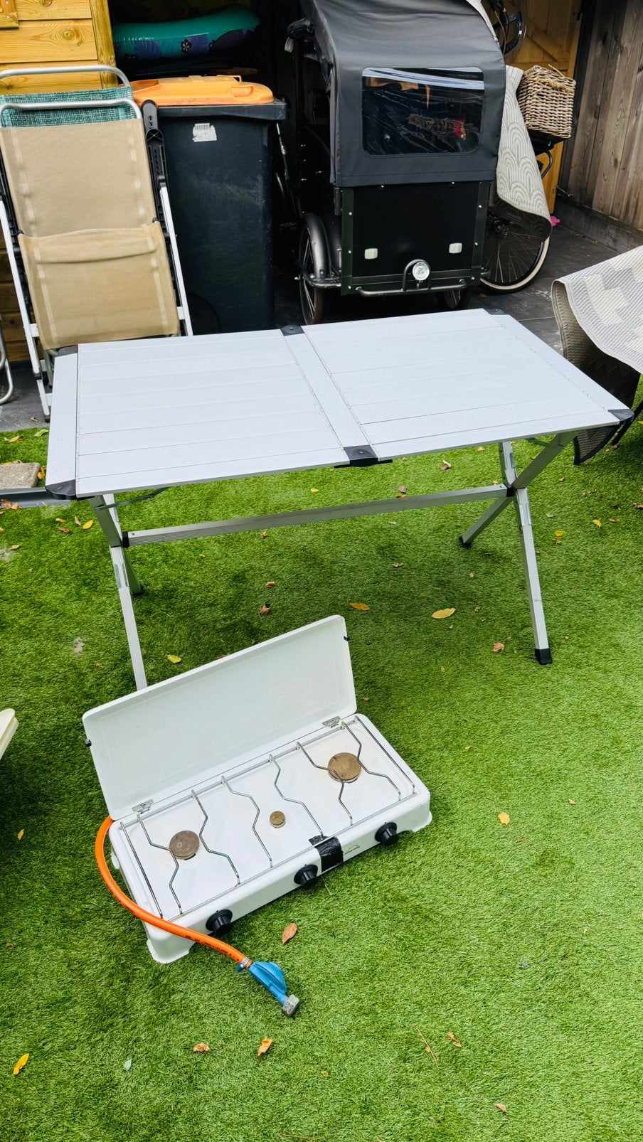 Kampeer stoelen 4x en gasfornuis & tafel, Ophalen, Zo goed als nieuw, Campingstoel