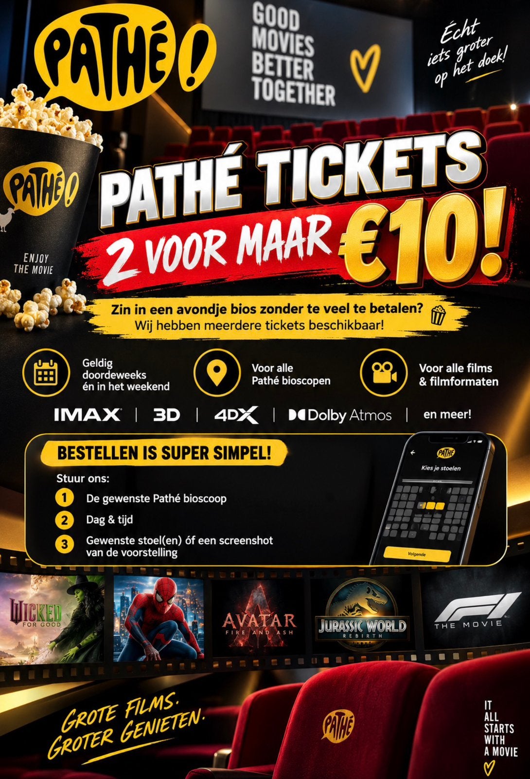 Pathe tickets €5 per stuk, OP=OP, Twee personen