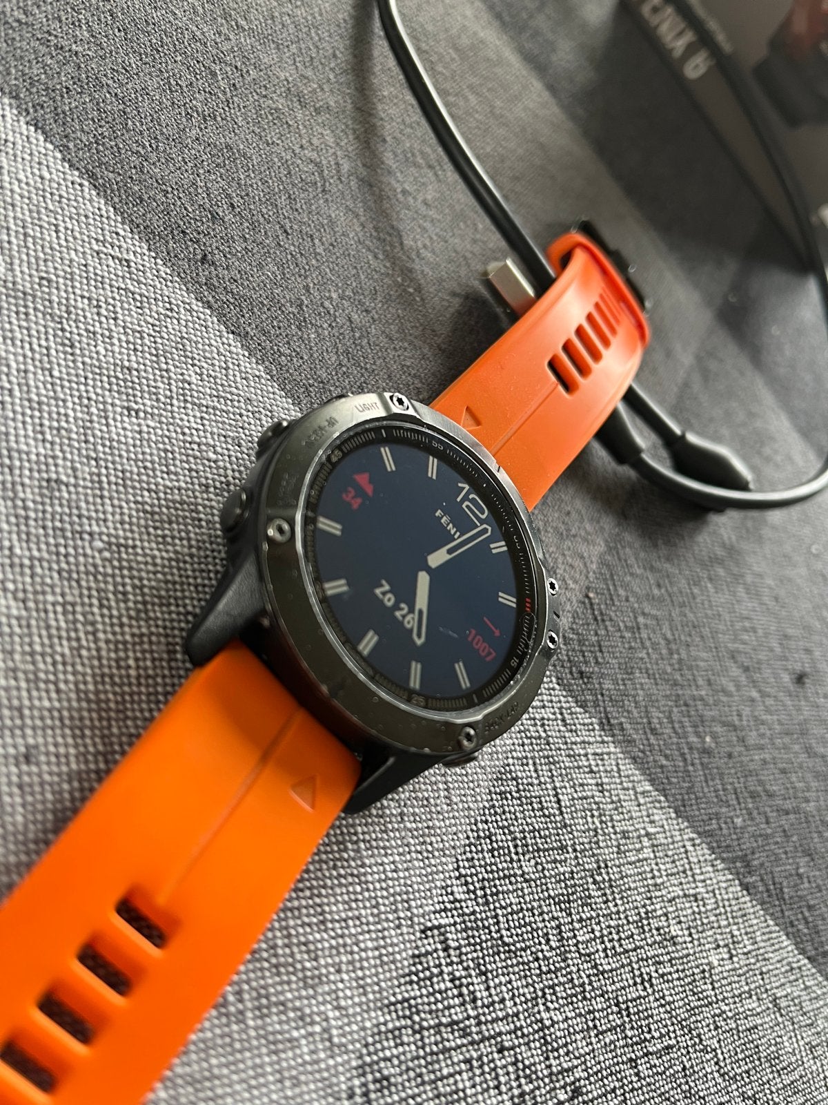 Garmin Fenix 6 Saphire- Oranje bandje, Sieraden, Tassen en Uiterlijk, Sporthorloges, Afstand, Oranje, Ophalen of Verzenden, Zo goed als nieuw