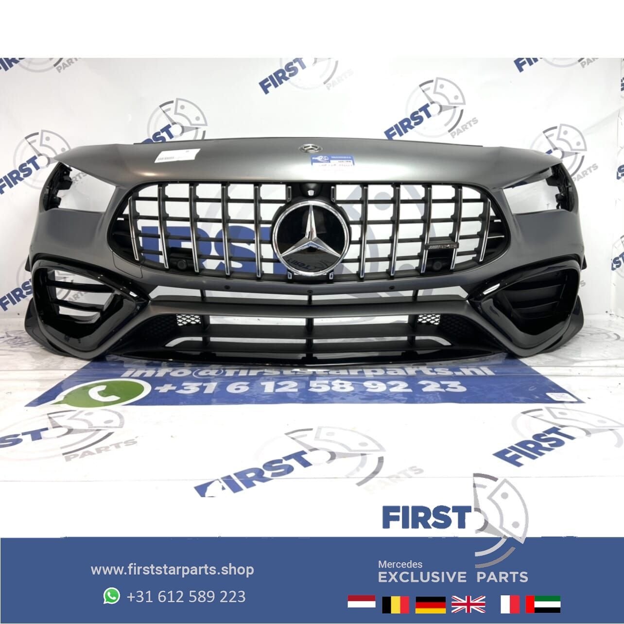W118 CLA45 CLA45S AMG AERO VOORBUMPER MAGNO GRIJS + GT GRIL, Gebruikt, -, Voor, Ophalen of Verzenden