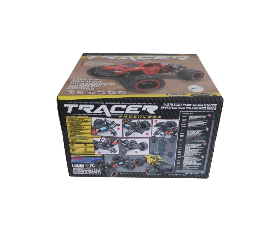 FTX TRACER 1/16 4WD BRUSHLESS MONSTER TRUCK RTR - YELLOW, Ophalen of Verzenden, Nieuw, Overige schalen, Auto offroad