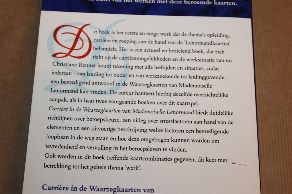 Carrière in de Waarzegkaarten van Mademoiselle Lenormand, Ophalen of Verzenden, Gelezen, Overige onderwerpen, Achtergrond en Informatie