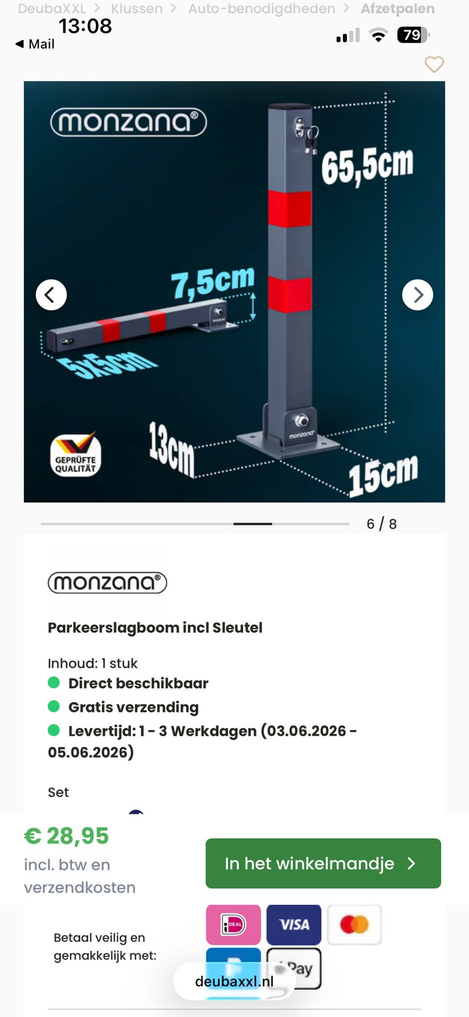 2x Afsluitbare Parkeerpaal - Nieuw in Verpakking, Ophalen, Nieuw