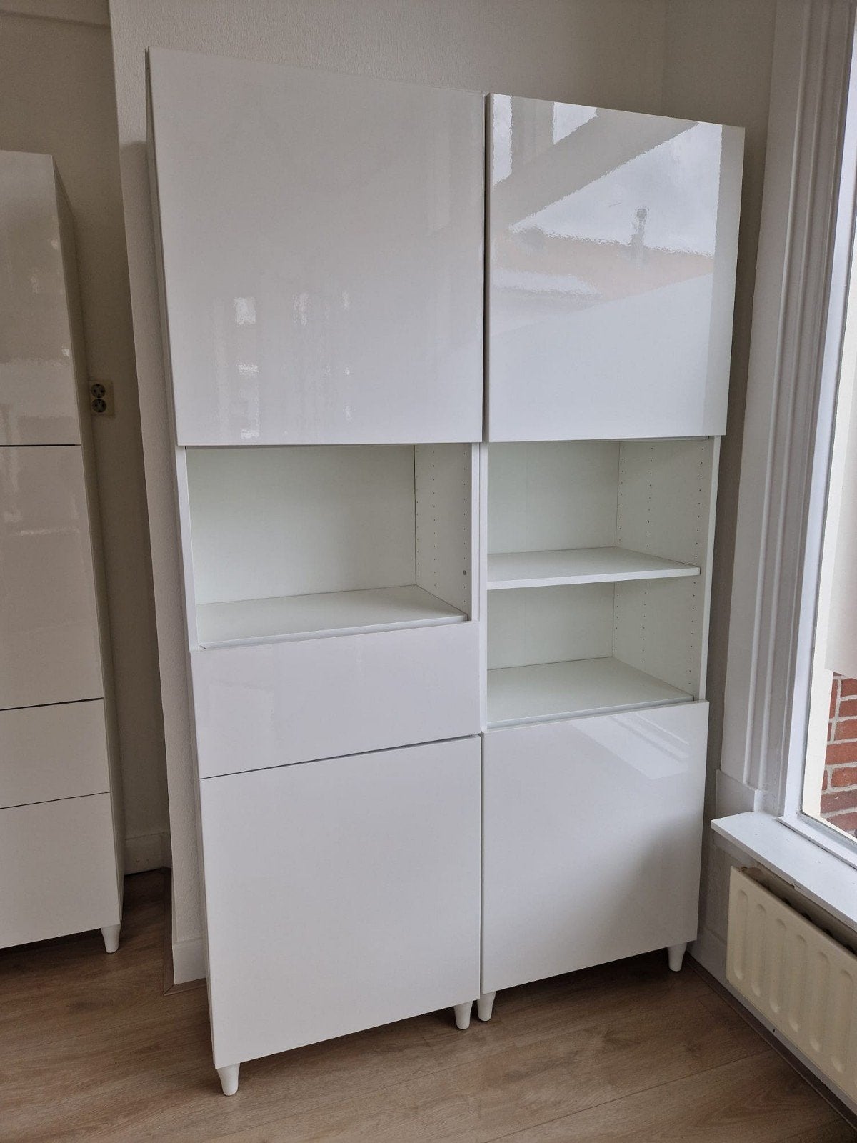 Witte IKEA Besta Kast - 2 Delen met Planken en Lade, Ophalen